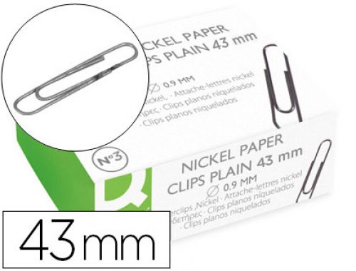 Clips niquelados q-connect labiado - n.3 43 mm caixa de 100 unidades , Q-connect , 67885 , 5705831044739